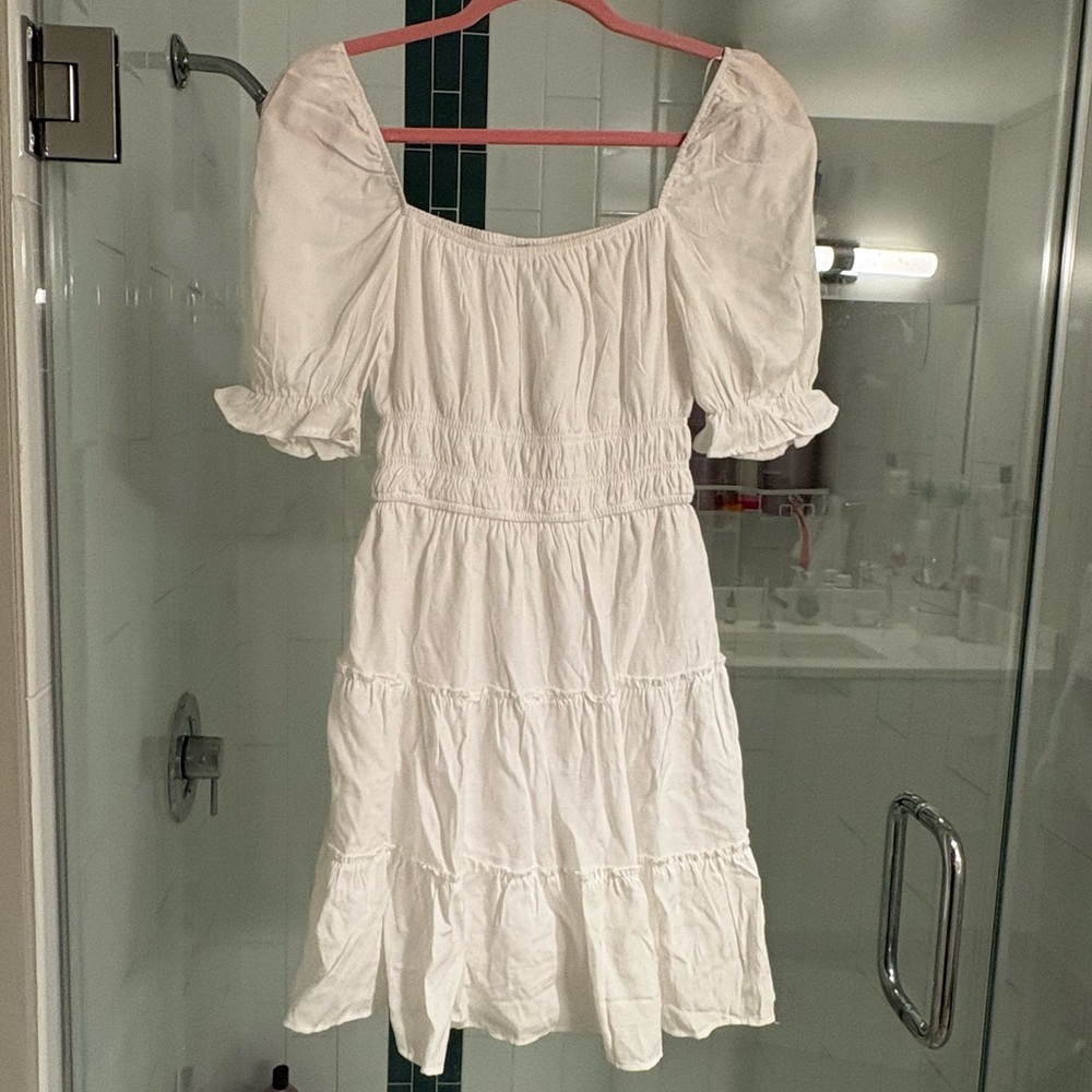 Francesca's Collections White Smocked Puff Sleeve Sundress